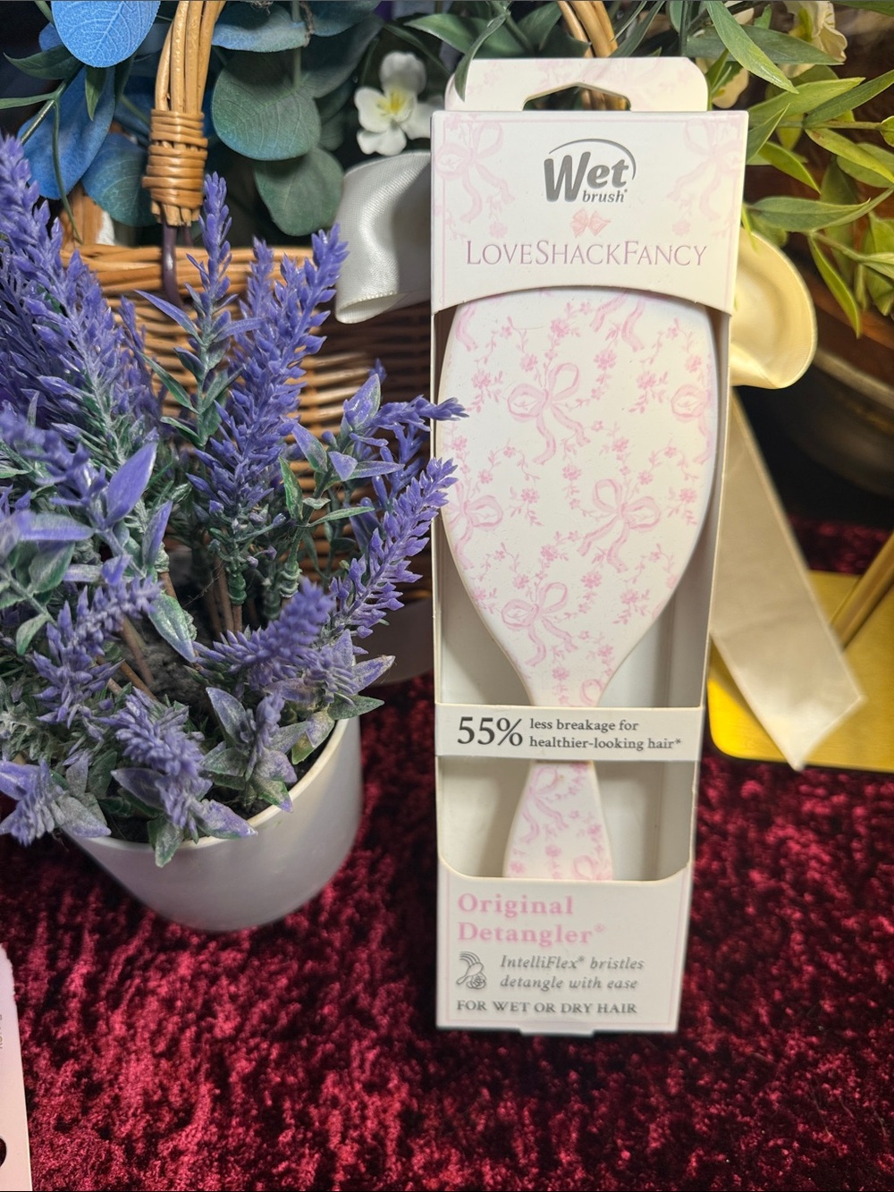 LoveShackFancy x Wet Brush Pink Floral Bow Pattern Detangler